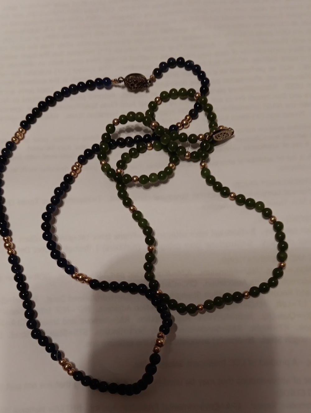 Gold Accent Green and Black Beaded Necklace and Bracelet Set